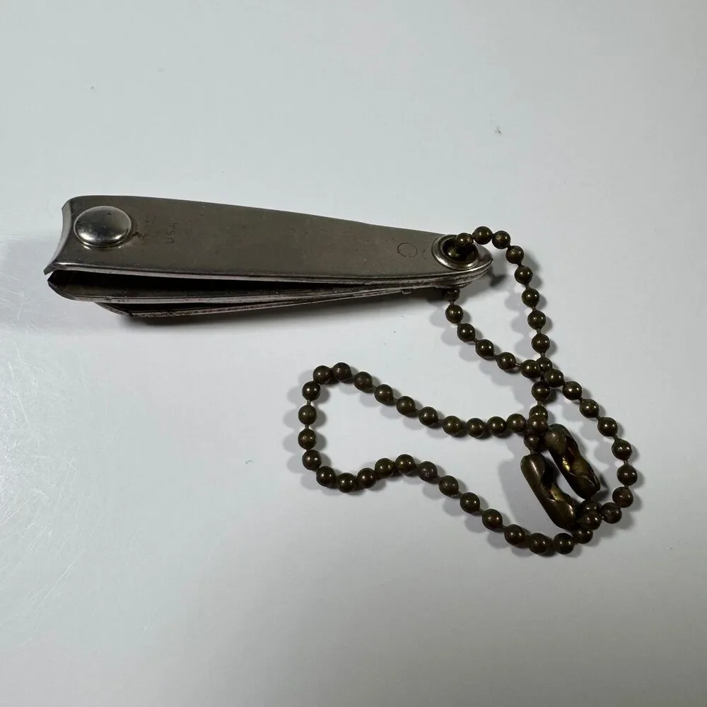 Vintage Trim Nail Clippers Fingernail Clipper With Ball Chain File Bassett USA